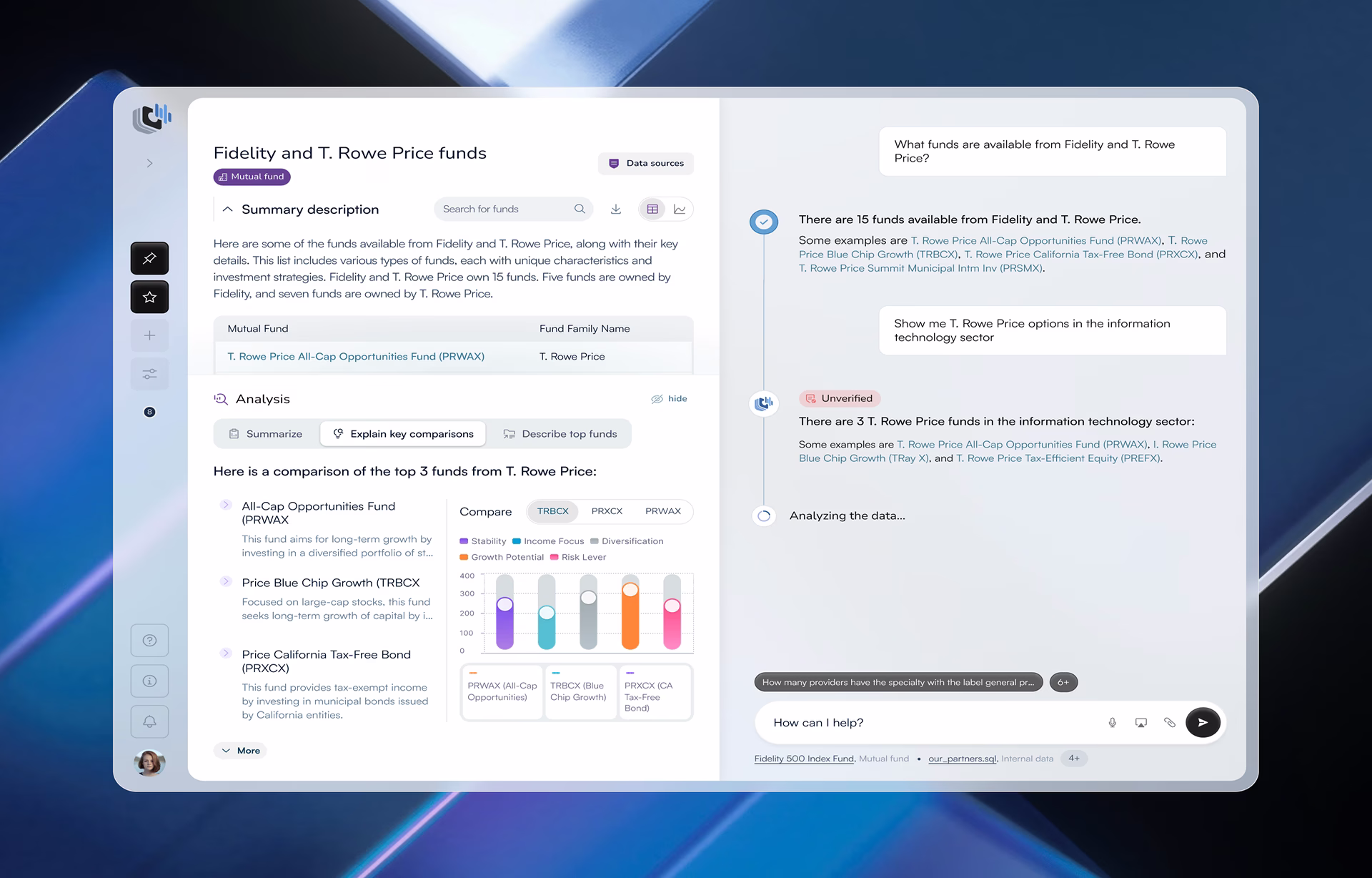 Stardog Voicebox, conversational AI workspace for financial analysts, Fuselab Creative 2026.