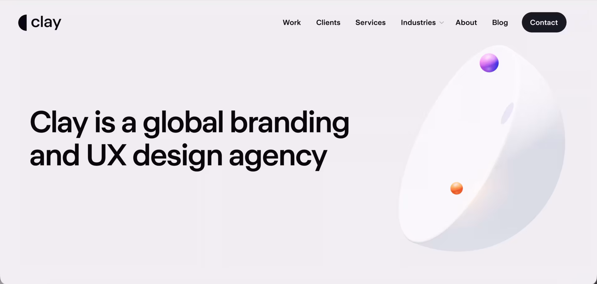 Clay agency website homepage, San Francisco brand and product design studio