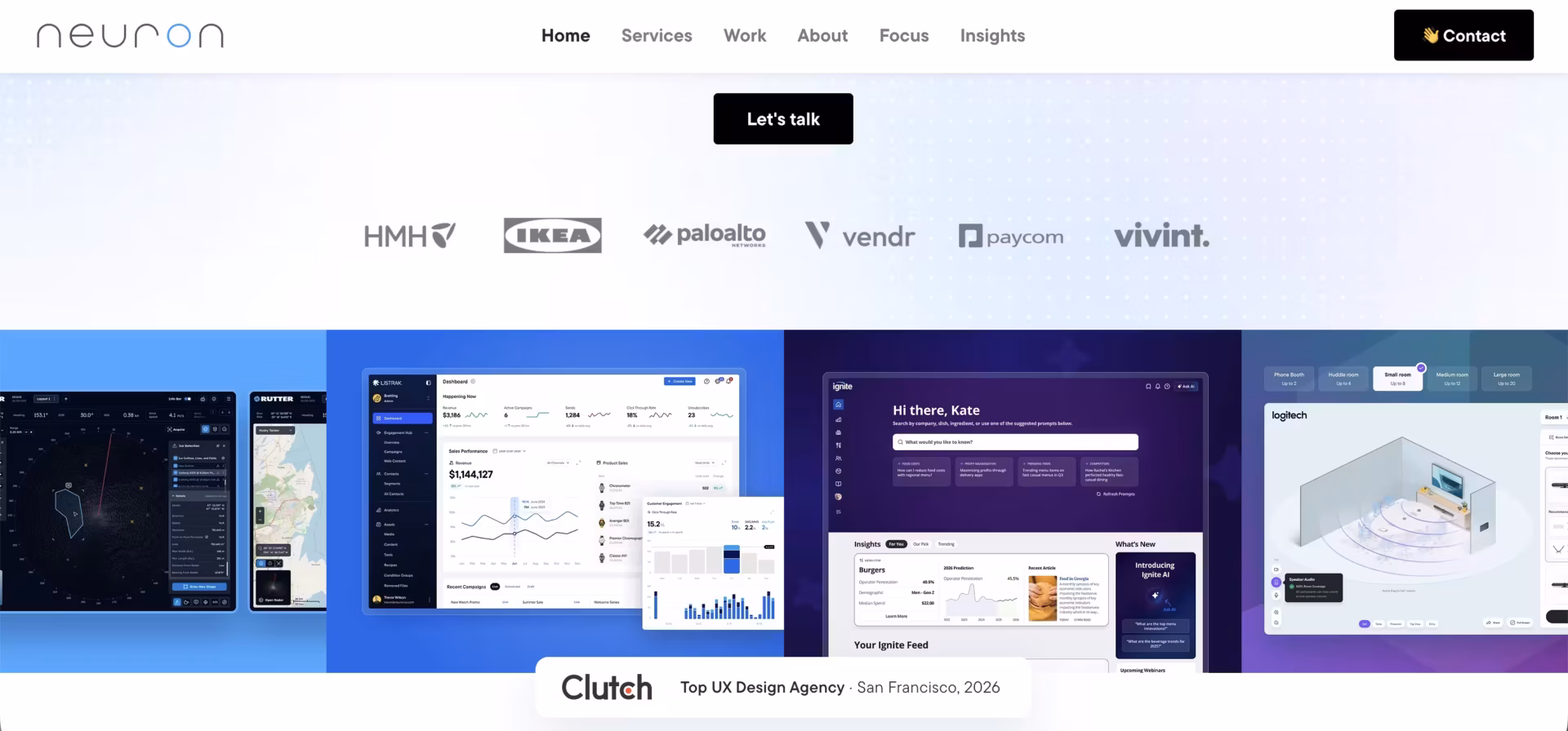 Neuron agency website homepage, San Francisco enterprise B2B SaaS design firm